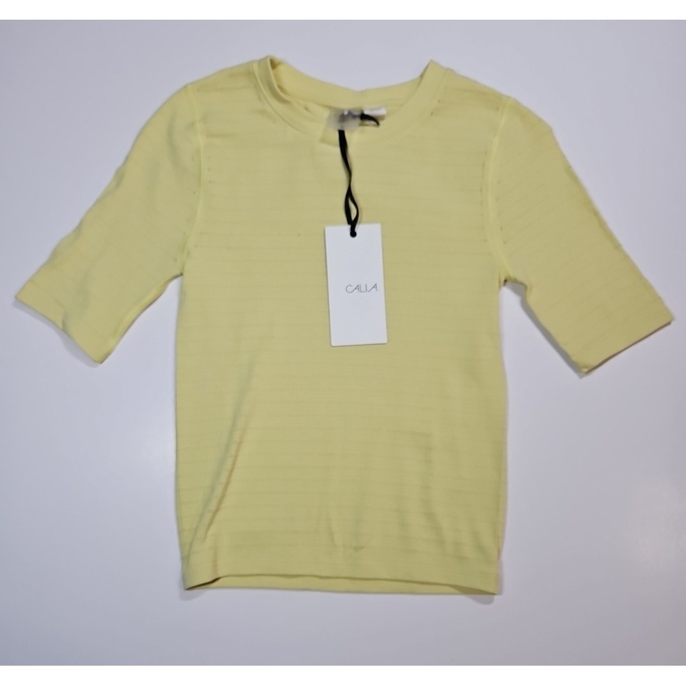 Calia Womens Yellow Seamless Short Sleeve Focus Athletic Top Size Small NWT - Picture 5 of 10